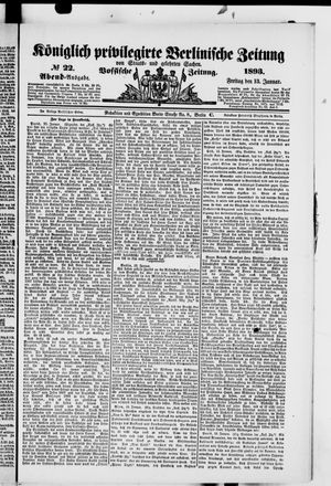 Königlich privilegirte Berlinische Zeitung von Staats- und gelehrten Sachen vom 13.01.1893