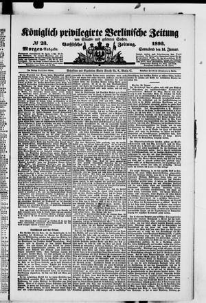 Königlich privilegirte Berlinische Zeitung von Staats- und gelehrten Sachen vom 14.01.1893