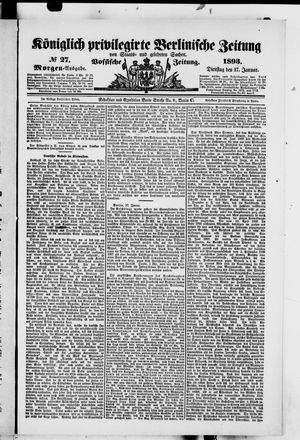 Königlich privilegirte Berlinische Zeitung von Staats- und gelehrten Sachen vom 17.01.1893