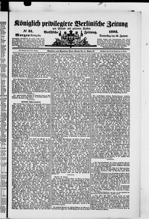 Königlich privilegirte Berlinische Zeitung von Staats- und gelehrten Sachen vom 19.01.1893