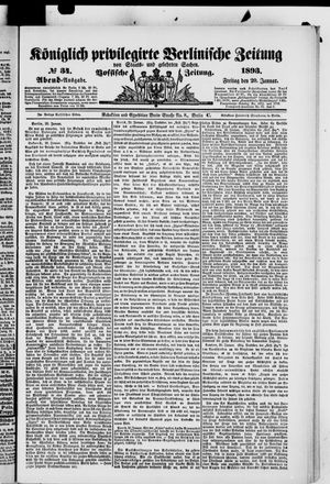 Königlich privilegirte Berlinische Zeitung von Staats- und gelehrten Sachen vom 20.01.1893