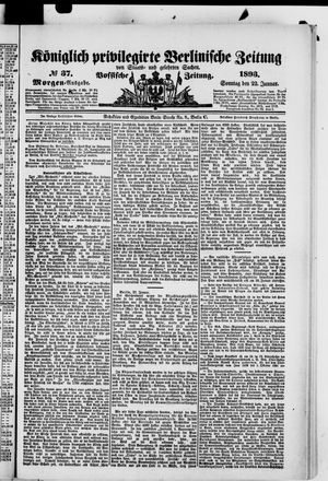 Königlich privilegirte Berlinische Zeitung von Staats- und gelehrten Sachen on Jan 22, 1893
