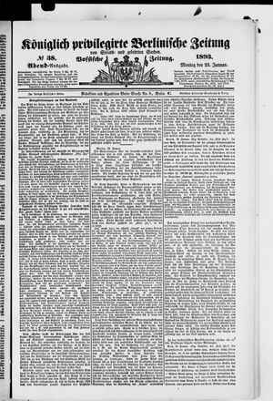 Königlich privilegirte Berlinische Zeitung von Staats- und gelehrten Sachen vom 23.01.1893