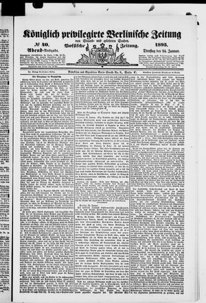 Königlich privilegirte Berlinische Zeitung von Staats- und gelehrten Sachen vom 24.01.1893