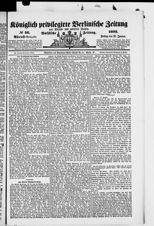 Königlich privilegirte Berlinische Zeitung von Staats- und gelehrten Sachen vom 27.01.1893