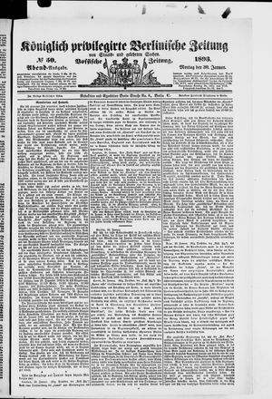 Königlich privilegirte Berlinische Zeitung von Staats- und gelehrten Sachen on Jan 30, 1893