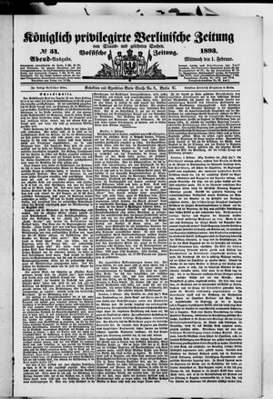 Königlich privilegirte Berlinische Zeitung von Staats- und gelehrten Sachen vom 01.02.1893