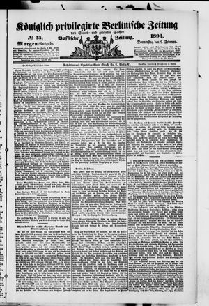 Königlich privilegirte Berlinische Zeitung von Staats- und gelehrten Sachen vom 02.02.1893