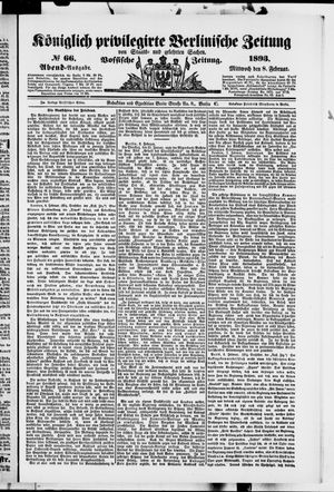 Königlich privilegirte Berlinische Zeitung von Staats- und gelehrten Sachen vom 08.02.1893