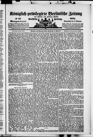 Königlich privilegirte Berlinische Zeitung von Staats- und gelehrten Sachen vom 09.02.1893