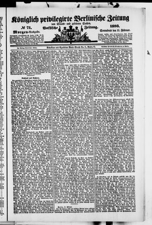 Königlich privilegirte Berlinische Zeitung von Staats- und gelehrten Sachen on Feb 11, 1893