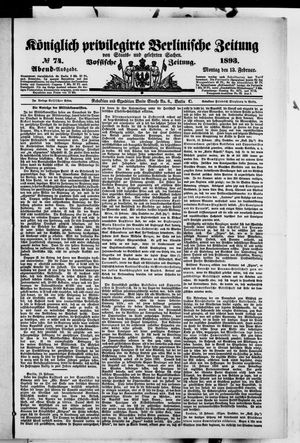 Königlich privilegirte Berlinische Zeitung von Staats- und gelehrten Sachen on Feb 13, 1893