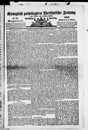 Königlich privilegirte Berlinische Zeitung von Staats- und gelehrten Sachen vom 15.02.1893