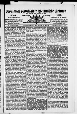 Königlich privilegirte Berlinische Zeitung von Staats- und gelehrten Sachen vom 16.02.1893