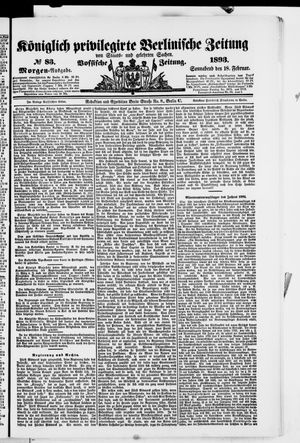 Königlich privilegirte Berlinische Zeitung von Staats- und gelehrten Sachen vom 18.02.1893