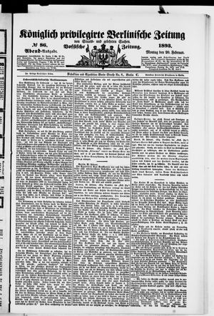 Königlich privilegirte Berlinische Zeitung von Staats- und gelehrten Sachen vom 20.02.1893