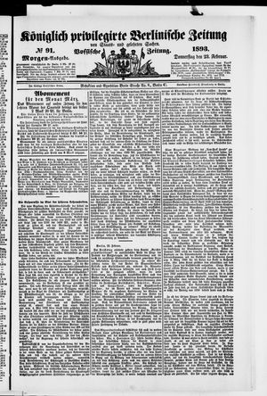 Königlich privilegirte Berlinische Zeitung von Staats- und gelehrten Sachen on Feb 23, 1893