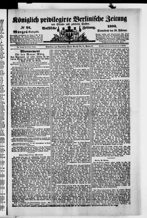 Königlich privilegirte Berlinische Zeitung von Staats- und gelehrten Sachen on Feb 25, 1893