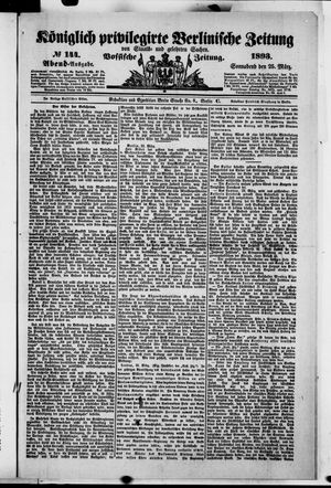 Königlich privilegirte Berlinische Zeitung von Staats- und gelehrten Sachen vom 25.03.1893