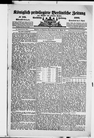 Königlich privilegirte Berlinische Zeitung von Staats- und gelehrten Sachen on Apr 1, 1893