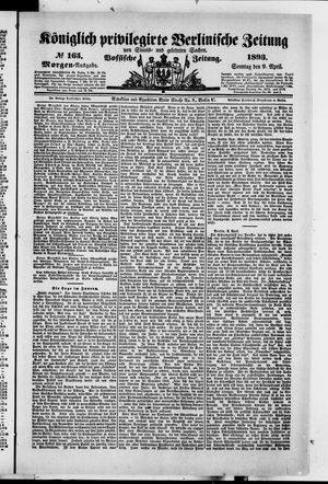Königlich privilegirte Berlinische Zeitung von Staats- und gelehrten Sachen on Apr 9, 1893