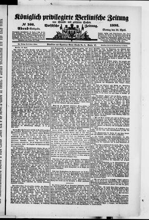 Königlich privilegirte Berlinische Zeitung von Staats- und gelehrten Sachen vom 10.04.1893