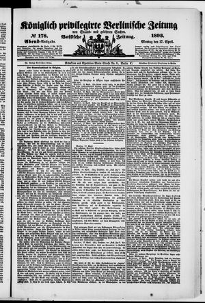 Königlich privilegirte Berlinische Zeitung von Staats- und gelehrten Sachen on Apr 17, 1893