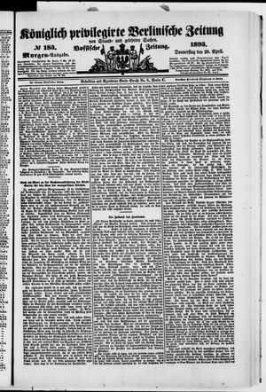 Königlich privilegirte Berlinische Zeitung von Staats- und gelehrten Sachen on Apr 20, 1893