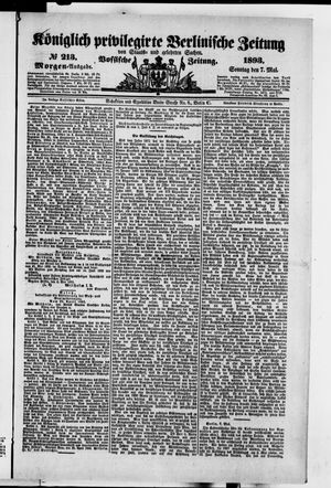Königlich privilegirte Berlinische Zeitung von Staats- und gelehrten Sachen on May 7, 1893