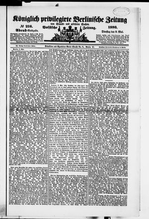 Königlich privilegirte Berlinische Zeitung von Staats- und gelehrten Sachen vom 09.05.1893