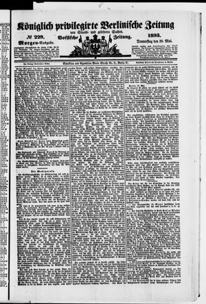 Königlich privilegirte Berlinische Zeitung von Staats- und gelehrten Sachen on May 18, 1893