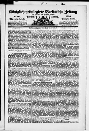 Königlich privilegirte Berlinische Zeitung von Staats- und gelehrten Sachen on May 28, 1893