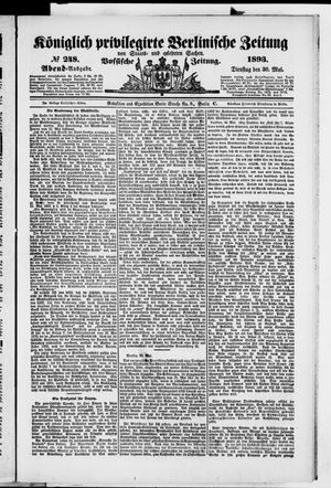Königlich privilegirte Berlinische Zeitung von Staats- und gelehrten Sachen on May 30, 1893