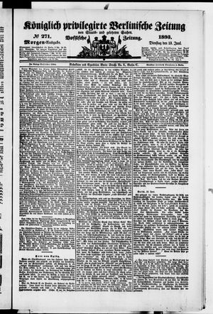 Königlich privilegirte Berlinische Zeitung von Staats- und gelehrten Sachen vom 13.06.1893