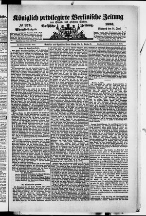 Königlich privilegirte Berlinische Zeitung von Staats- und gelehrten Sachen vom 14.06.1893