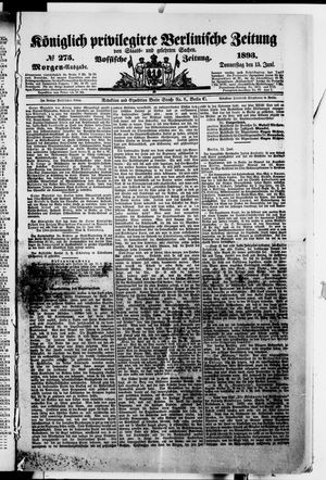 Königlich privilegirte Berlinische Zeitung von Staats- und gelehrten Sachen on Jun 15, 1893