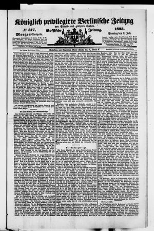 Königlich privilegirte Berlinische Zeitung von Staats- und gelehrten Sachen vom 09.07.1893