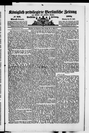 Königlich privilegirte Berlinische Zeitung von Staats- und gelehrten Sachen vom 10.07.1893