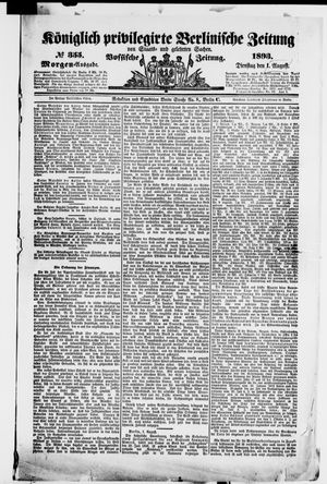 Königlich privilegirte Berlinische Zeitung von Staats- und gelehrten Sachen vom 01.08.1893