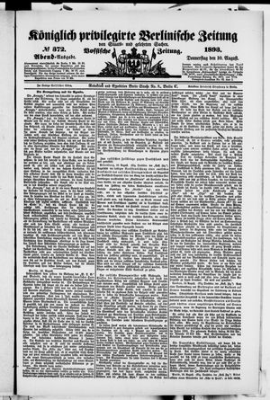 Königlich privilegirte Berlinische Zeitung von Staats- und gelehrten Sachen vom 10.08.1893