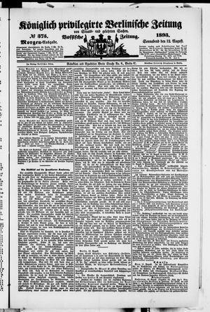 Königlich privilegirte Berlinische Zeitung von Staats- und gelehrten Sachen vom 12.08.1893