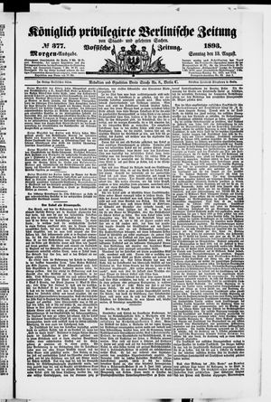 Königlich privilegirte Berlinische Zeitung von Staats- und gelehrten Sachen vom 13.08.1893