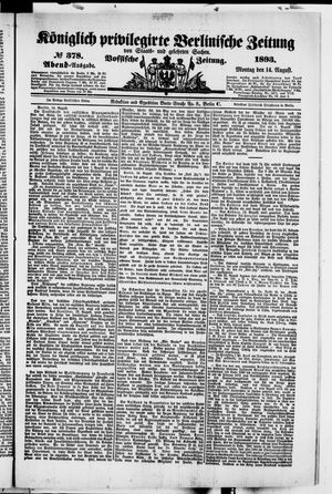 Königlich privilegirte Berlinische Zeitung von Staats- und gelehrten Sachen on Aug 14, 1893