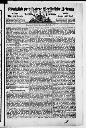 Königlich privilegirte Berlinische Zeitung von Staats- und gelehrten Sachen vom 20.08.1893