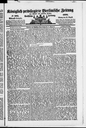 Königlich privilegirte Berlinische Zeitung von Staats- und gelehrten Sachen vom 28.08.1893