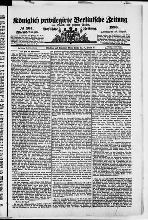 Königlich privilegirte Berlinische Zeitung von Staats- und gelehrten Sachen vom 29.08.1893