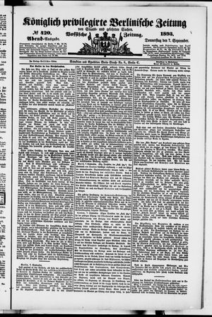 Königlich privilegirte Berlinische Zeitung von Staats- und gelehrten Sachen vom 07.09.1893