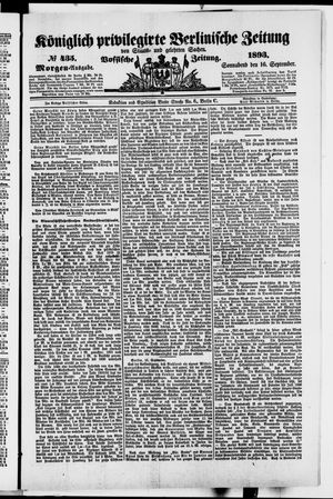 Königlich privilegirte Berlinische Zeitung von Staats- und gelehrten Sachen vom 16.09.1893