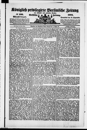 Königlich privilegirte Berlinische Zeitung von Staats- und gelehrten Sachen vom 16.09.1893