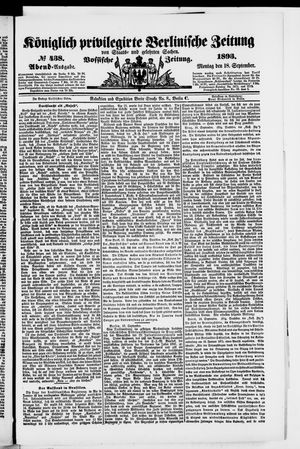Königlich privilegirte Berlinische Zeitung von Staats- und gelehrten Sachen on Sep 18, 1893